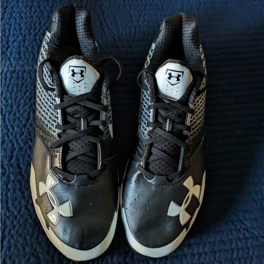 Under Armour Heater Men 13 Black and White Charges Metal Baseball Cleats 042025 - Picture 4 of 6
